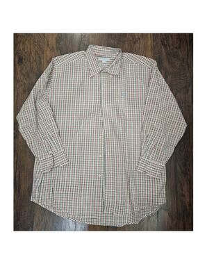 Southern Charm Button up Shirt Size XXL Classic Fit Orange Green White